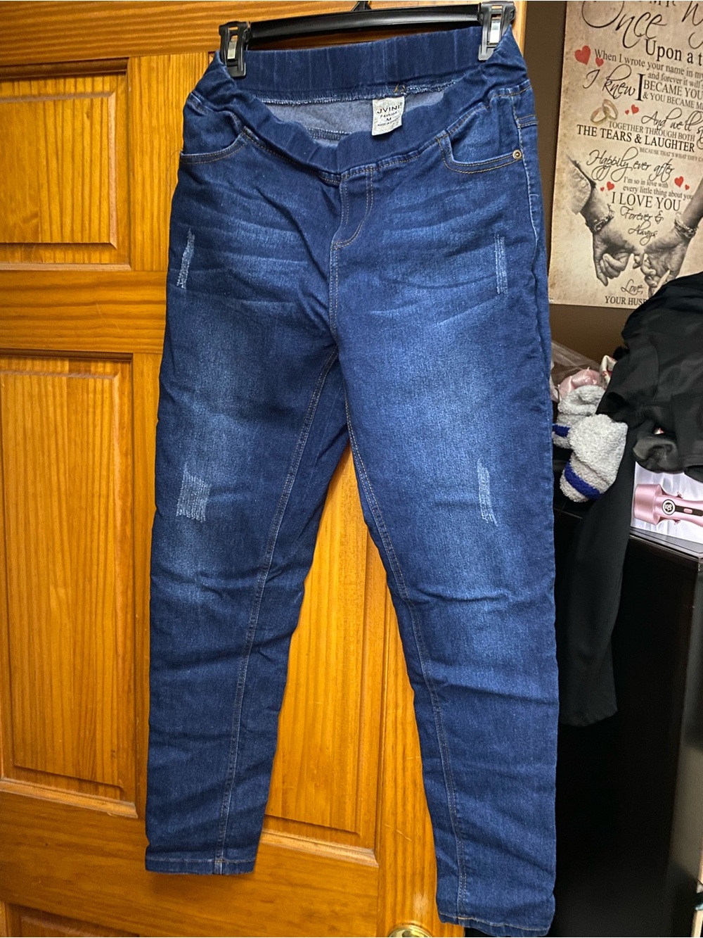 JVINI Men's Skinny Stretch Jeans in Dark Blue